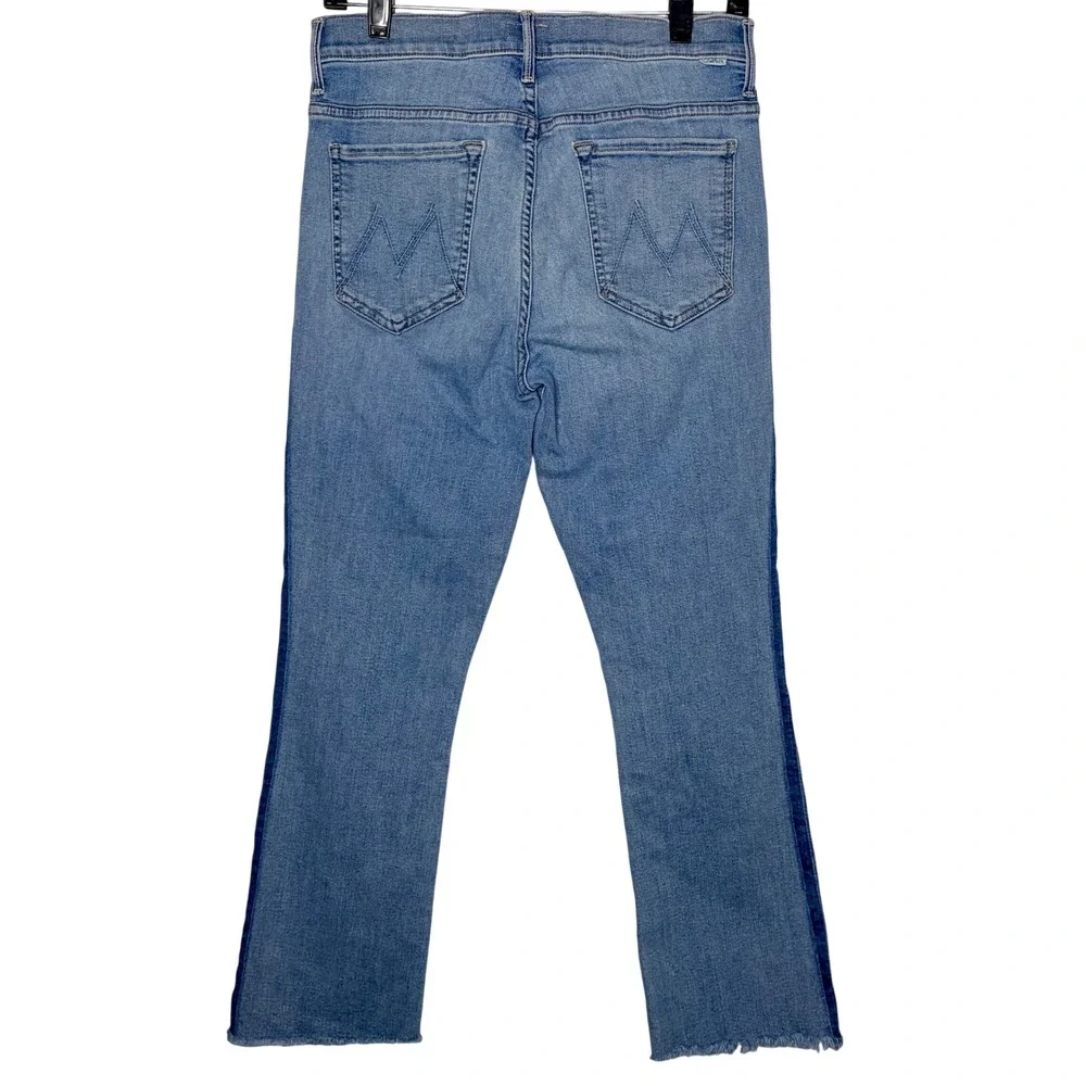 MOTHER The Insider Crop Step Fray Jeans Women 30 Light Kitty Rager Side Stripe